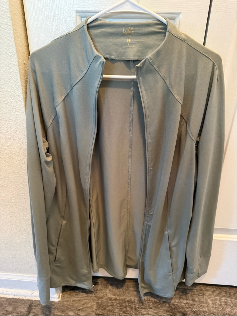 Belle by Kim Gravel Light Sage Green Open-Front Jacket